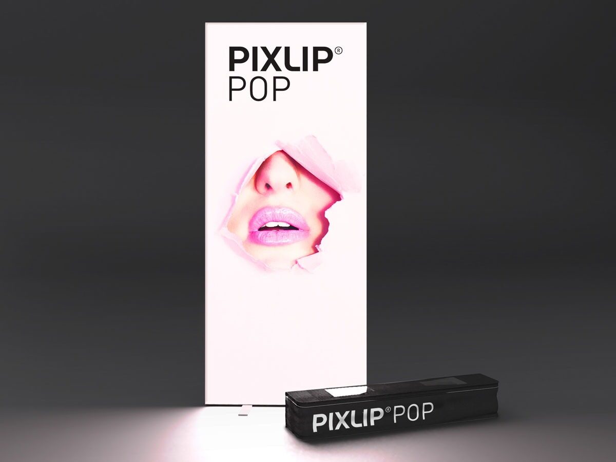 Die PIXLIP POP Lighbtox ist eine hinterleuchtete Alternative zum Roll-UP