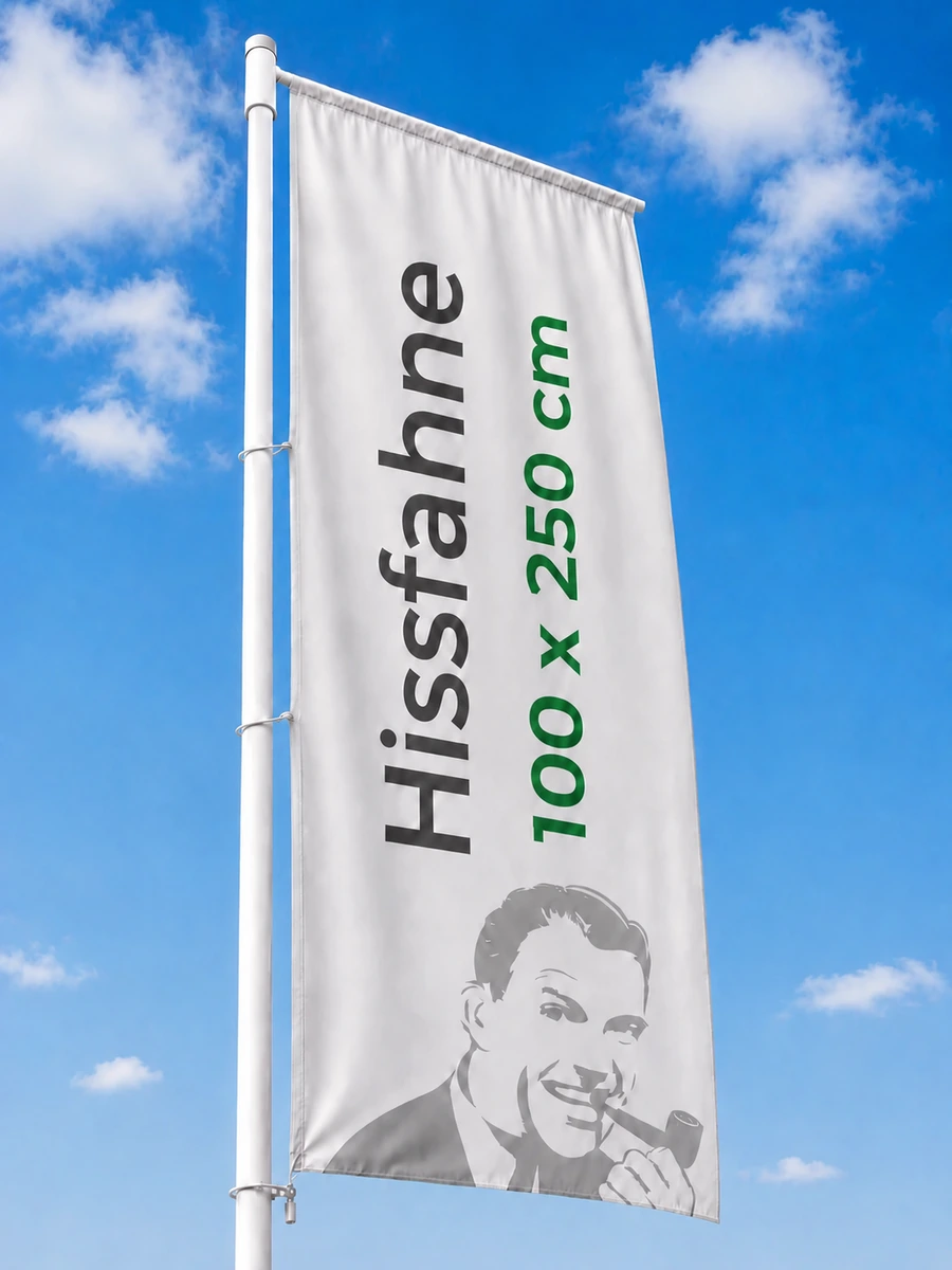 Hissfahne 100 x 250 cm am Fahnenmast Hissfahne 100 x 250 cm am Fahnenmast