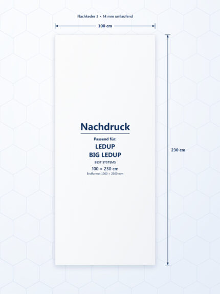 Ersatzdruck aus Samba Soft für BEST SYSTEMS LEDUP und BIG LEDUP, 100 × 230 cm, mit Flachkeder.